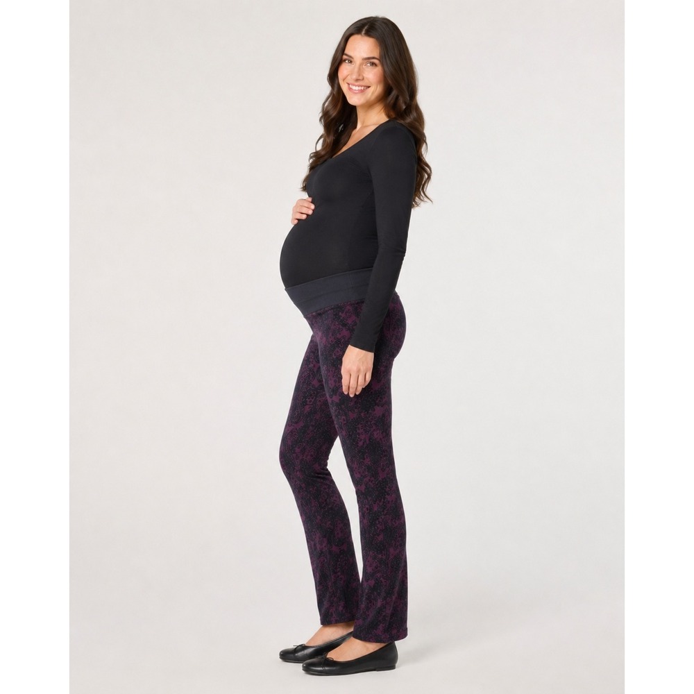 One 5 One Maternity Pants Womens Large Purple Black Velvet Halloween Whimsigoth